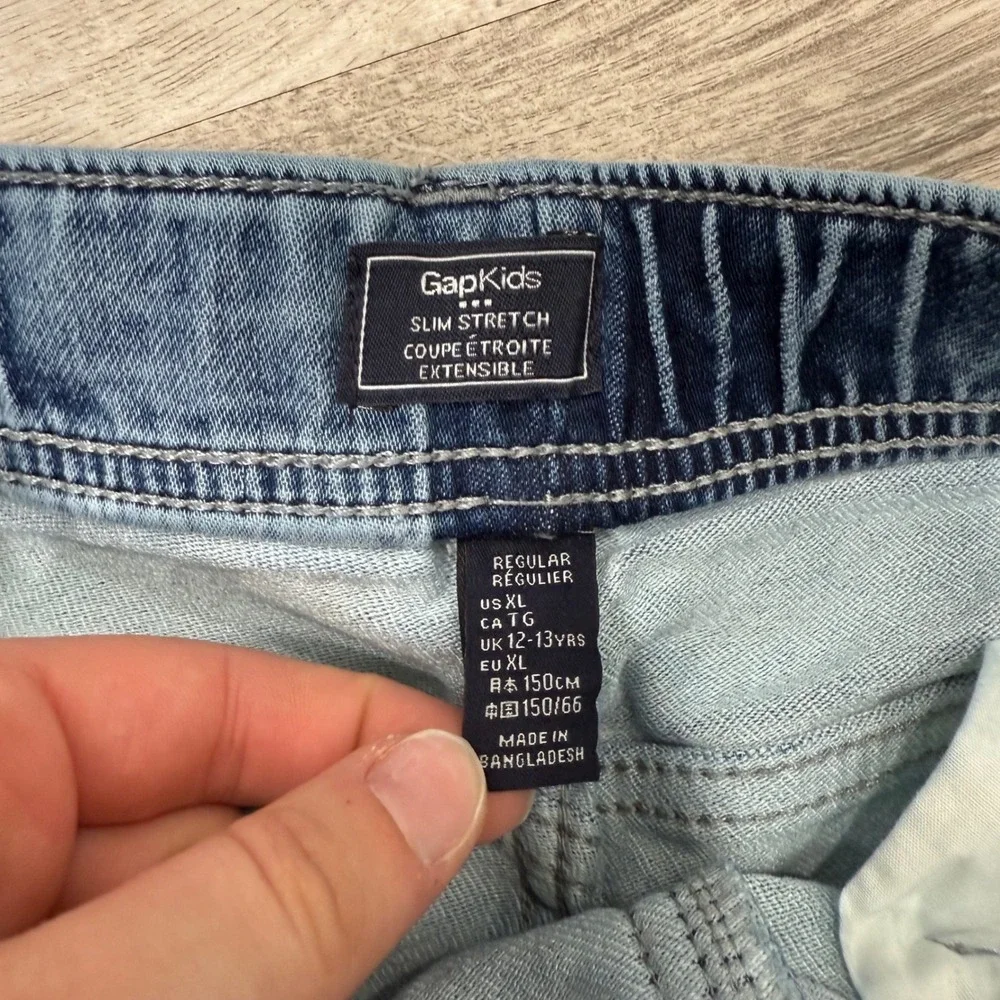 Gap Kids Slim Stretch‎ Jeans XL Elastic Waist Blue Denim Adjustable Waist